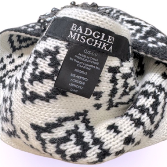 Badgley Mischka Black and White Geometric Rhinestone Headband - Picture 3 of 4